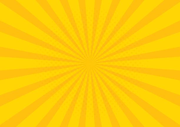 태양 광선 벡터 일러스트와 함께 노란색 복고풍 빈티지 스타일 배경 - poster backgrounds sunbeam textured stock illustrations