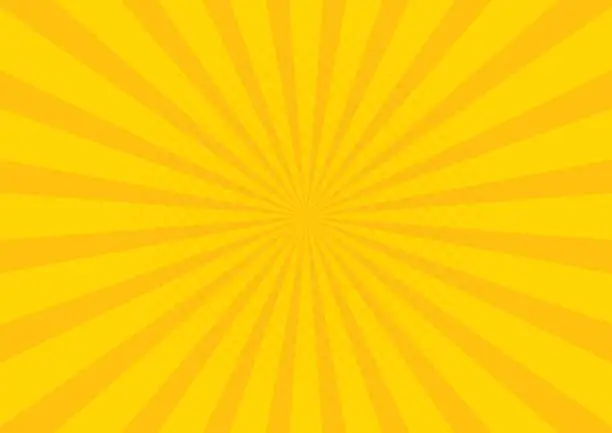 Vector illustration of Yellow Retro vintage style background with sun rays vector illustration