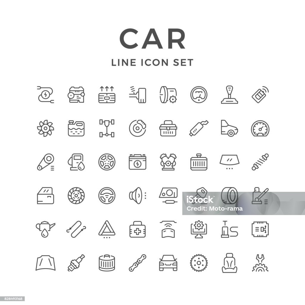 Set of car related line icons Set of car related line icons isolated on white. Vector illustration Icon Symbol stock vector