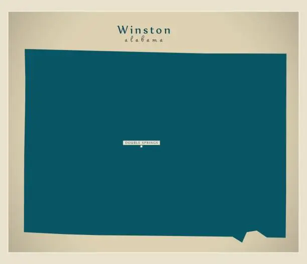 Vector illustration of Modern Map - Winston Alabama county USA illustration