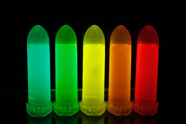 lab chemistry, biology, physics Luminescence of aqueous solution of Quantum dots colloid stock pictures, royalty-free photos & images