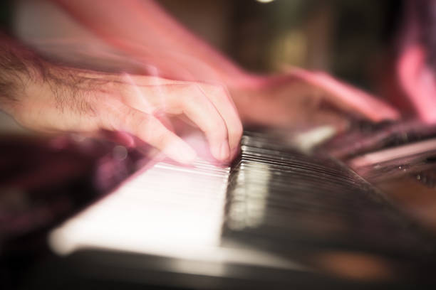 istock Musician plays keyboards in a rock band 828499474