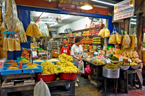 차이나타운, 방콕에서에서 식료품가 게 - thai cuisine thailand asian cuisine chinese cuisine 뉴스 사진 이미지