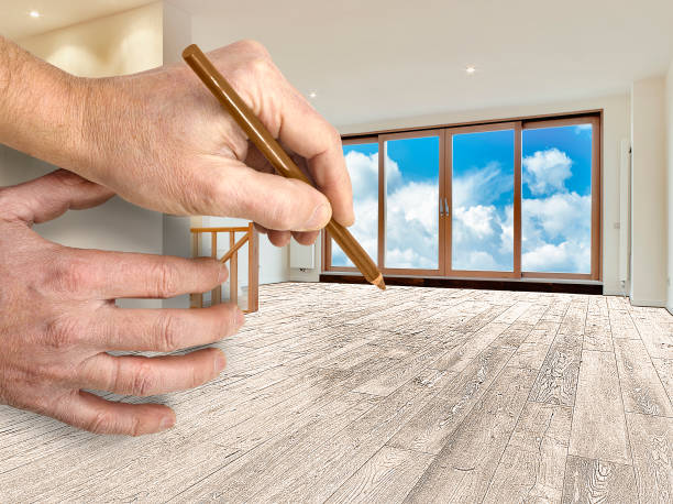 istock Drawing and planned renovation of a modern interior 828503956