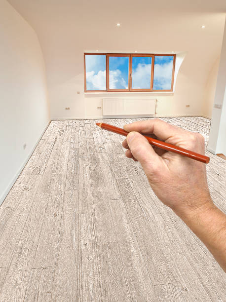 istock Drawing and planned renovation of a modern interior 828506558