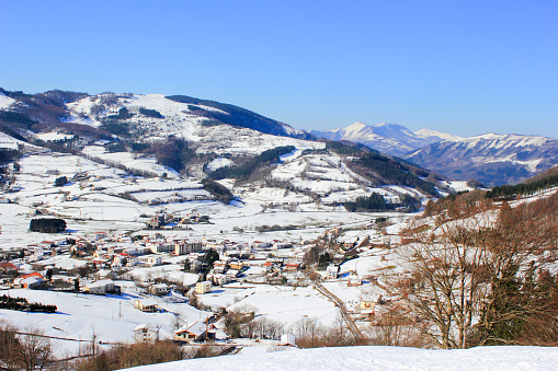 Snowy winter in the mountains in Spain