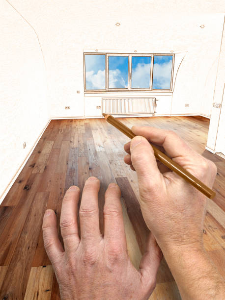 istock Drawing and planned renovation of a modern interior 828506638