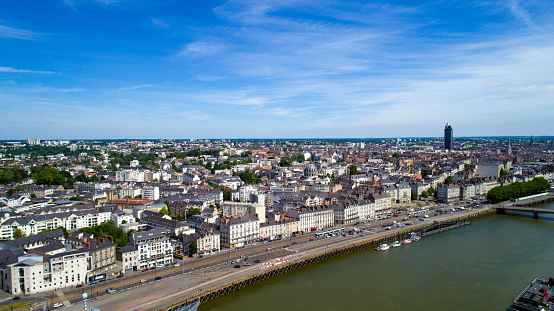 Aerial photography of Quai de la Fosse in Nantes, France