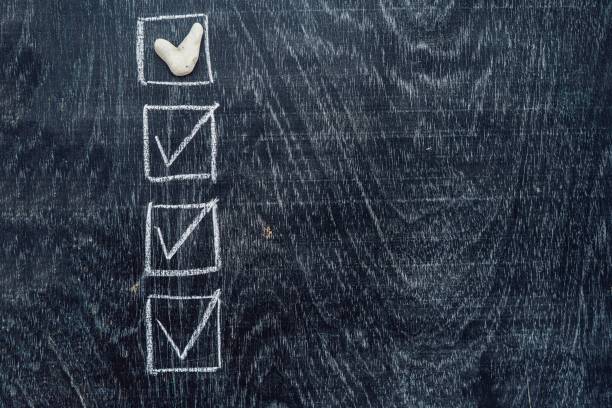 istock checking mark on checklist, Tick in the box concept.. Marine theme 828507308