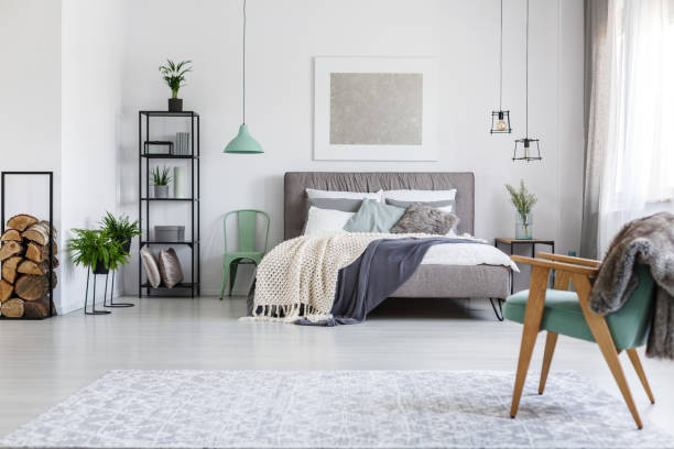 istock Two mint chairs in hotel room 828515382
