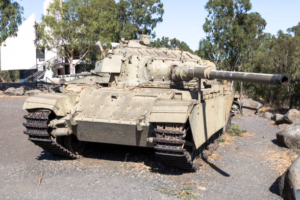 Israeli tank is after the Doomsday (Yom Kippur War) on the Golan Heights in Israel, near the border with Syria The Israeli tank is after the Doomsday (Yom Kippur War) on the Golan Heights in Israel, near the border with Syria war zone stock pictures, royalty-free photos & images