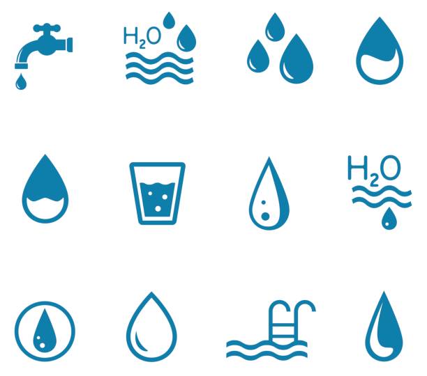 ilustrações, clipart, desenhos animados e ícones de conjunto de água azul - drop set water vector