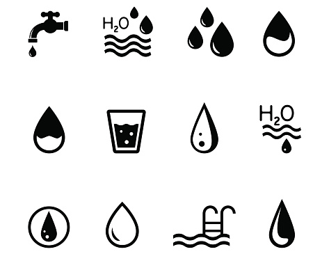 black isolated concept icons on the theme of water