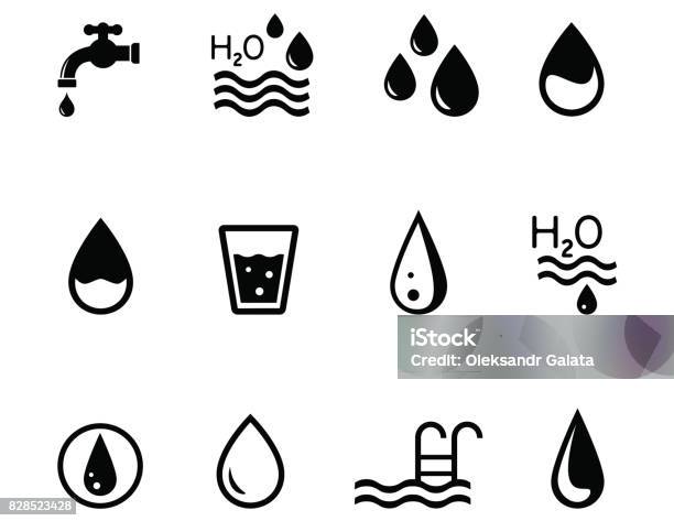 Concept Icons On The Theme Of Water Stock Illustration - Download Image Now - Icon, Water, Drinking Glass