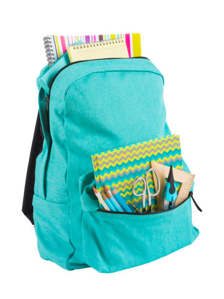 istock Backpack full of school supplies isolated on white background 828524202