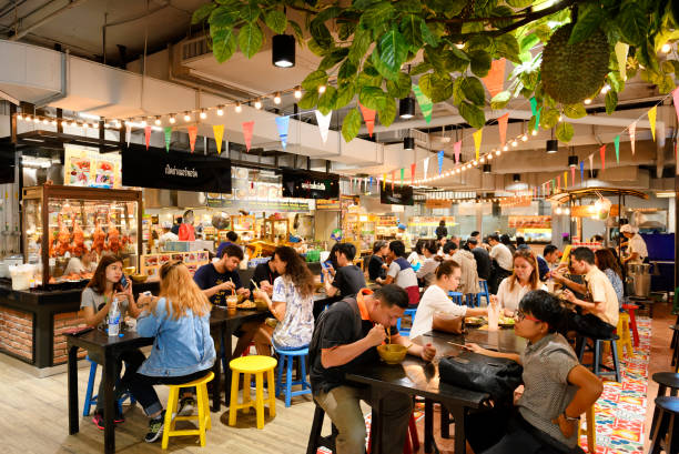 Food court market Chiang Mai Thailand - June 24, 2017 : Food court market , Unidentified popular tourists come shopping market is famous for food, sweets food and souvenirs at Robinson. Open daily, recommended places. food court photos stock pictures, royalty-free photos & images