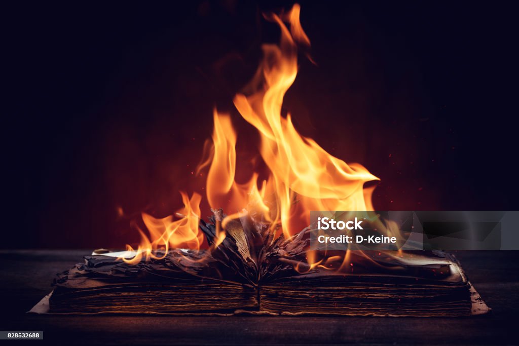 Book Old book in fire Book Stock Photo