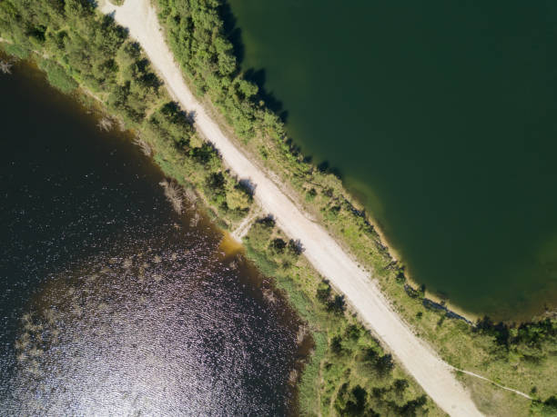 istock Sauriesi lake Aerial drone top view  latvia 828537770