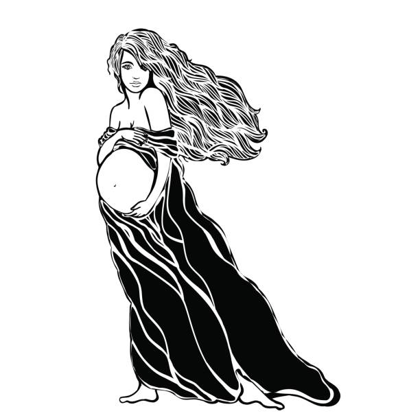 vektor-illustration von schwangere frau silhouette - weibliches baby grafiken stock-grafiken, -clipart, -cartoons und -symbole