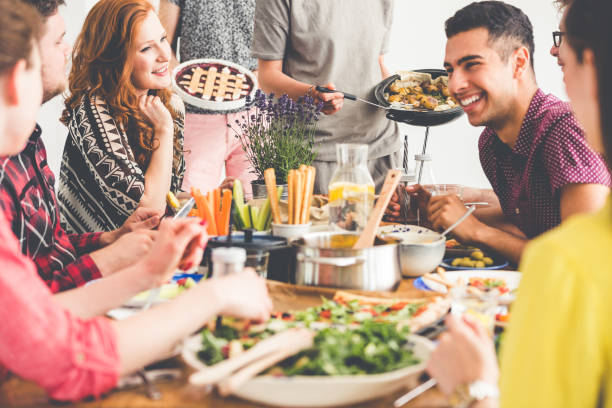 istock Communal table with hummus, falafel and vegetables 828548568