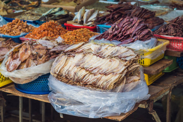 istock Dried fish in the Vietnamese market 828554046