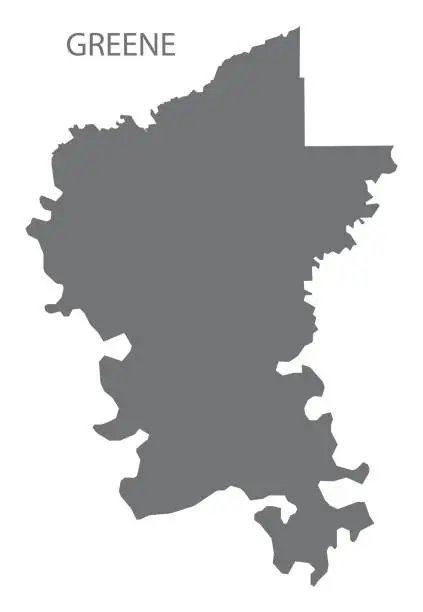 Vector illustration of Greene county map of Alabama USA grey illustration silhouette
