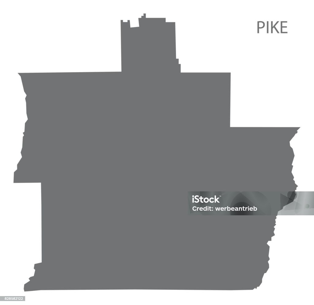 Vetores de Mapa De Condado De Pike De Silhueta De Ilustração De