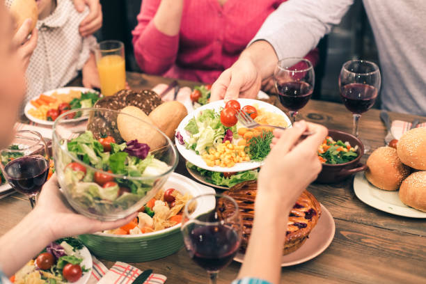 istock Nice family having tasty dinner 828600438