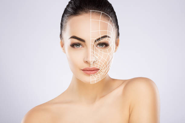 istock Beautiful girl with nude make up at studio background 828607466