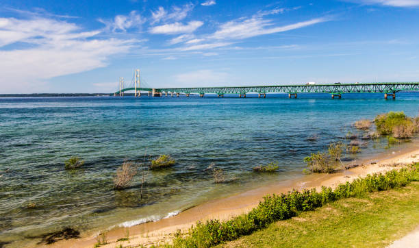 istock Michigan Mackinaw Bridge Panorama 828628920