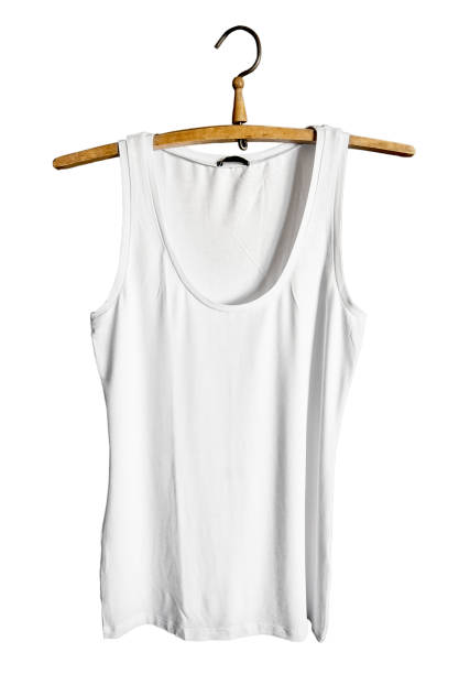 istock White tank top isolated on white. Mock-up design template 828654208