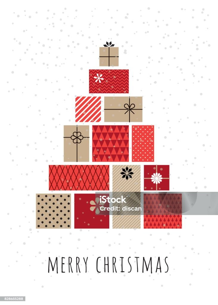Árbol de Navidad hecho de cajas de regalo - arte vectorial de Regalo libre de derechos