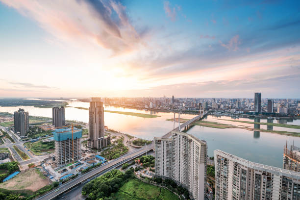 istock Empty floor with modern skyline and buildings 828661550