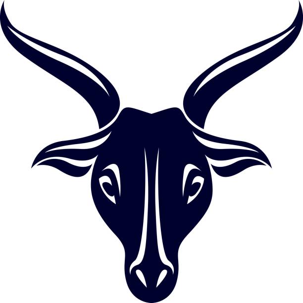 Vector graphic emblem of horned goat head as the illustration of Lucifer. Vector graphic emblem of horned goat head as the illustration of Lucifer. satan goat stock illustrations