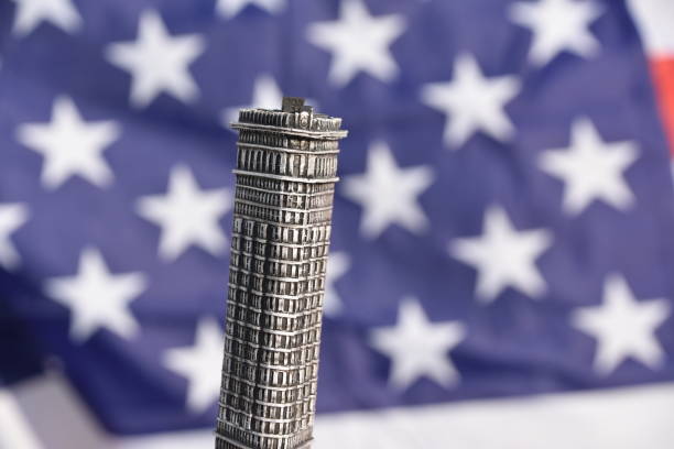 istock Flatiron Building - American flag in the background 828674446