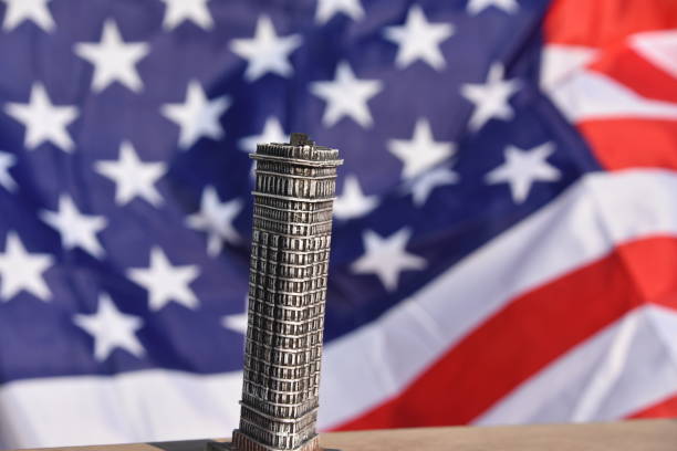 istock Flatiron Building - American flag in the background 828674550