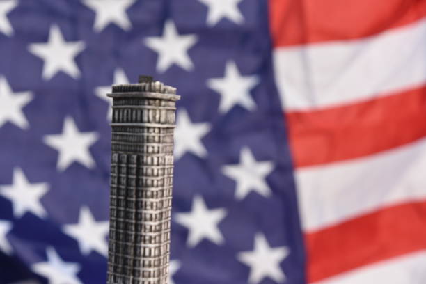 istock Flatiron Building - American flag in the background 828674562