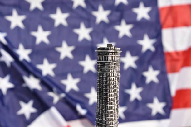 Flatiron Building - American flag in the background