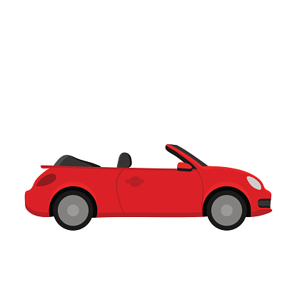 Red car. Flat design