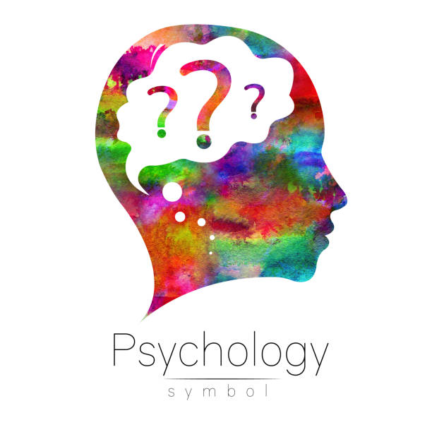 istock Modern head with question inside brain . sign of Psychology. Profile Human. Creative style. Symbol in . Design concept. Watercolor rainbow color isolated on white background. Icon for web 828713384