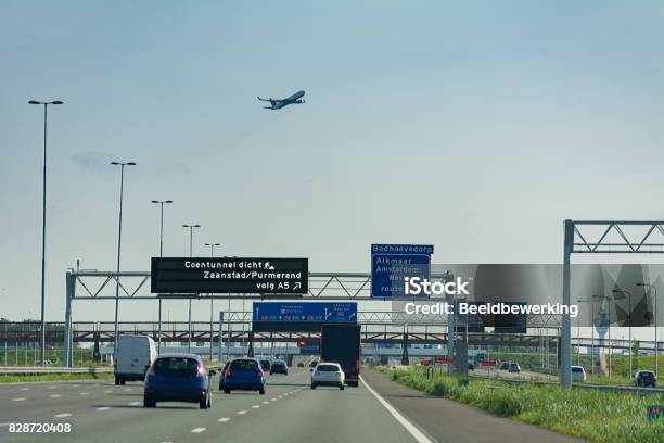 Driving On Highway Next To Schiphol Amsterdam Airport Stock Photo - Download Image Now
