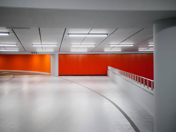 istock New white orange parking with round access 828721170