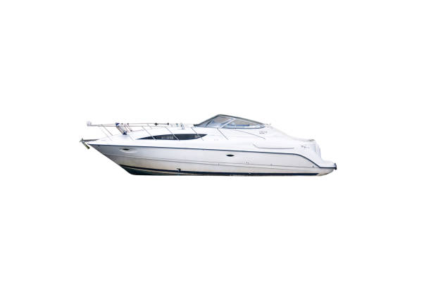White pleasure yacht isolated on a white background