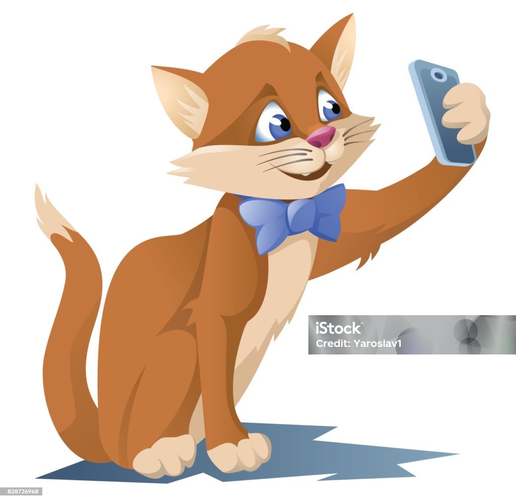 Mèo Hài Hước Làm Ảnh Tự Sướng Hình minh họa Sẵn có - Tải xuống ...