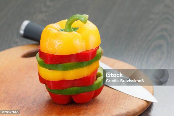 Sliced Bell Peppers Dieting Vegetable Concept Stock Photo - Download Image Now - Bell Pepper, Close-up, Colors