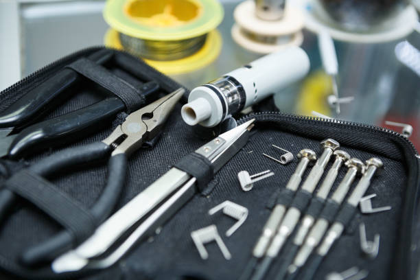 istock Vape shop with modern vaping device spare parts 828849786