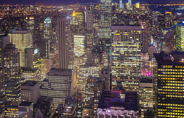 istock New York City at Night. Aerial View. HDR Image. 828868216