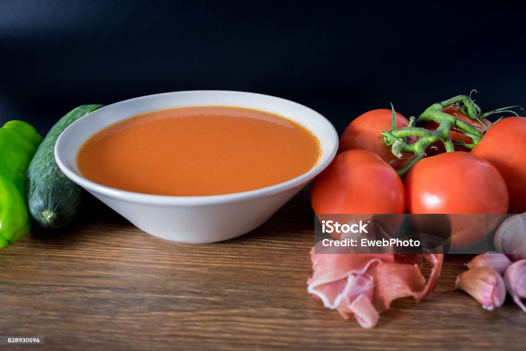 Healthy and fresh gazpacho in a bowl to drink in summer Andalusia Stock Photo