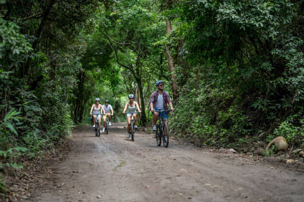 istock Group of friends having fun mountain biking 828991716