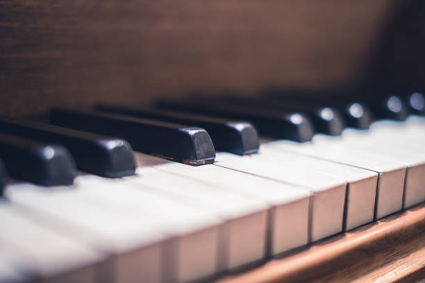 istock piano keys macro - vintage piano  closeup 828999058